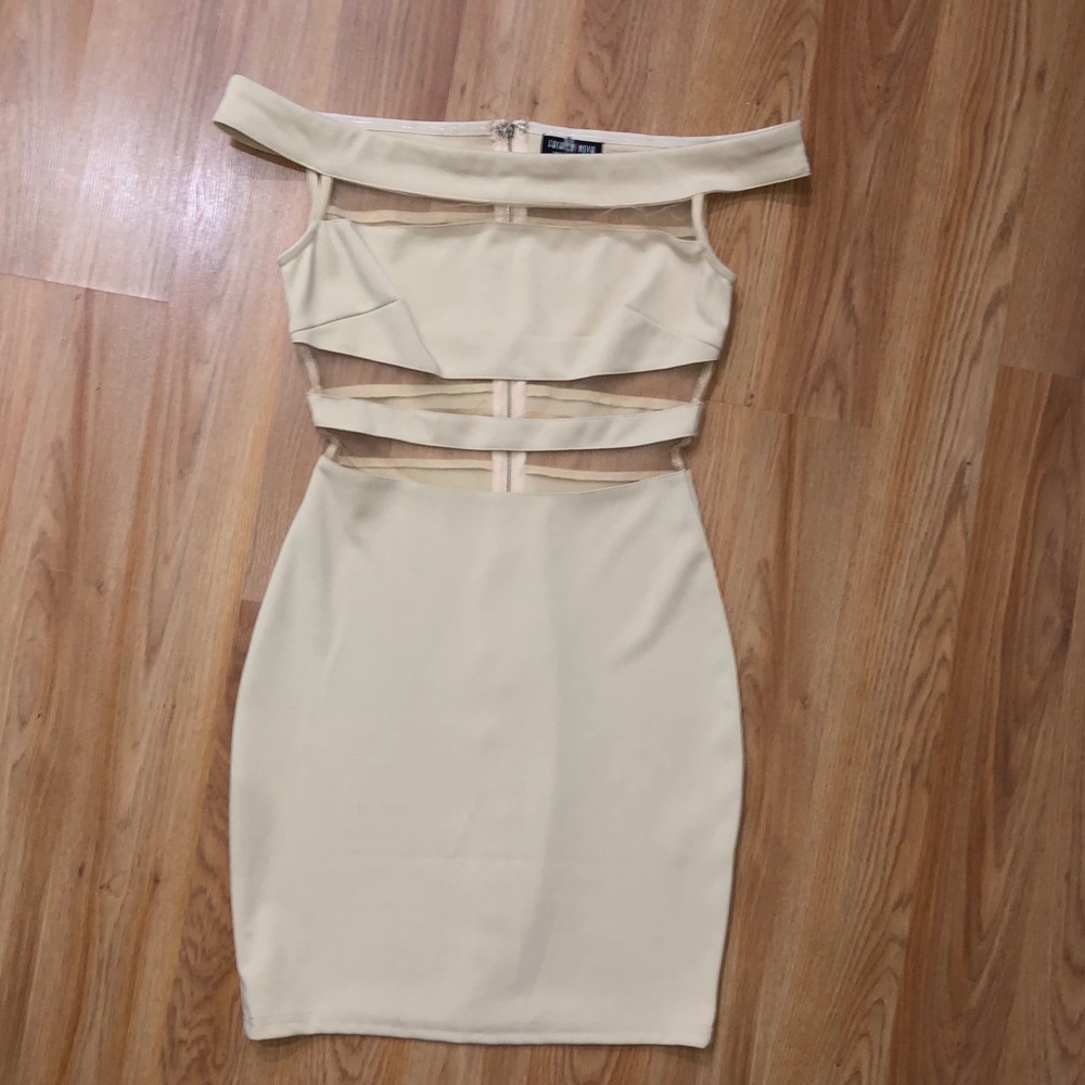 Fashion Nova nude mesh cut out dress